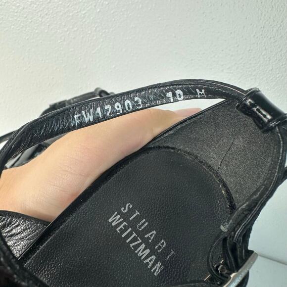 Stuart Weitzman Heels Caged Strappy Patent Leather Stiletto Open Toe Black 10 - Picture 5 of 11
